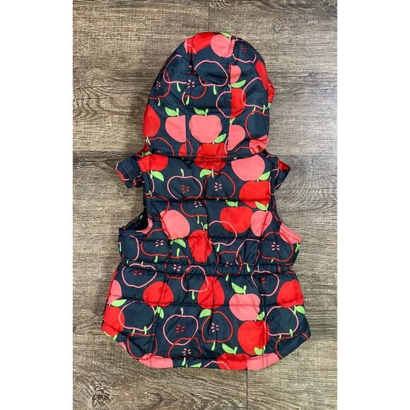 Joe Fresh Kids Girls Navy Apple Puffer Vest Detachable Hood 6-12 Months - Picture 8 of 8